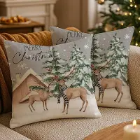 Unyqoos Feestelijke grijze kussenslopen met eland en sneeuwvlok motief voor kerstdecoratie