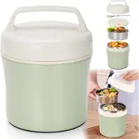 Unyqoos Roestvrijstalen thermische lunchbox met deksel en lepel voor warme maaltijden