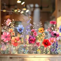 Unyqoos Dubbelzijdige raamstickers met bloemen en gras voor huis en kantoor