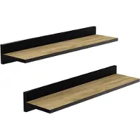 Unyqoos Stijlvolle Houten Wandplanken Set van 2 met Onzichtbare Bevestiging voor Diverse Ruimtes