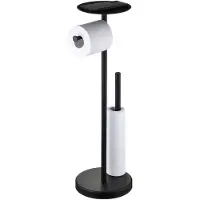 Unyqoos Vrijstaande toiletrolhouder met opbergruimte – Gemaakt van roestvrij staal (SUS304), antislip basis, ruimte voor 3-4 reserverollen