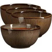 Mica Decorations Soepkom Nusa - 12x - bruin - 7 x 12 cm - keramiek - kommetjes/schaaltjes - 500 ml