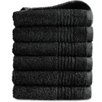 Unyqoos Zachte en absorberende handdoekenset van 100% katoen, 6 stuks, zwart