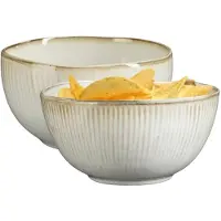 Mica Decorations Serveer/chips schaaltje Nusa - 2x - creme - 12 x 7 cm - keramiek - kommetjes