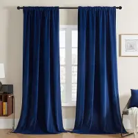 Unyqoos Elegante blauwe fluwelen thermische gordijnset voor woonkamer en slaapkamer