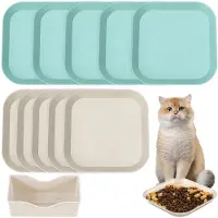 Unyqoos Set van 10 kleurrijke kattenvoerbakken – platte en ronde voerbakken gemaakt van voedselveilig PP-materiaal, BPA-vrij, vaatwasmachinebestendig, ideaal voor kittens en katten