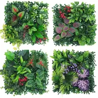 Unyqoos Decoratieve kunstplantenwand voor buiten met vier stuks van 25 x 25 cm