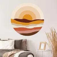 Unyqoos Zelfklevende Boho Muurstickers met Zon en Cirkels voor Kinderkamer Decoratie