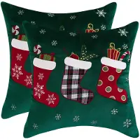 Unyqoos Set van 2 decoratieve kerstkussenslopen met borduursels voor feestelijke sfeer