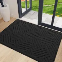 Unyqoos Wasbare antislip deurmat voor binnen en buiten met vuilvangende functie, zwart, 50*80 cm