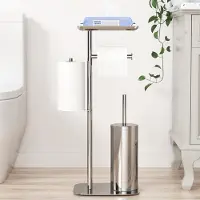 Unyqoos Vrijstaande toiletrolhouder met borstel en opslag voor badkamerartikelen
