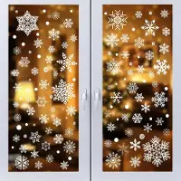 Unyqoos Zelfklevende sneeuwvlok raamstickers voor kerstversiering met 296 stuks