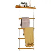 Unyqoos Multifunctioneel wand- en vrijstaand handdoekenrek met 5 lagen van hout