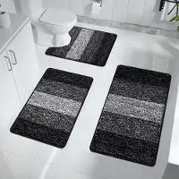 Unyqoos Zachte en Absorberende 3-Delige Antislip Badkamermatten Set voor Slaapkamer en Badkamer