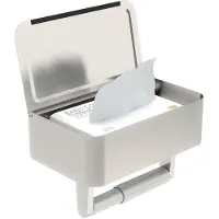 Unyqoos Zelfklevende toiletrolhouder met geïntegreerde vochtige doekhouder, roestvrij staal SUS304, geborsteld, anti-vingerafdruk, voor wandmontage en met opbergruimte