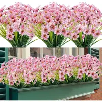 Unyqoos Kleurrijke UV-bestendige Kunstbloemen voor Binnen- en Buitendecoratie, Set van 16 Bundels, Onderhoudsvrij