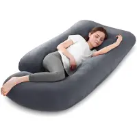 Unyqoos Ergonomisch J-vormig zwangerschapskussen met afneembare hoes voor optimaal comfort