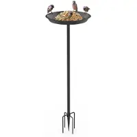 Unyqoos vogelbad van metaal, roestbestendig, verstelbare hoogte, diameter 30 cm, hoogte 90 cm, zwart – vogeldrinkbak voor tuin en balkon, schaalhoogte 71 cm, driepoot