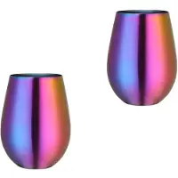 Unyqoos Roestvrijstalen Geïsoleerde Drinkbekers Set van 2 met Regenboogkleurige Afwerking voor Diverse Dranken