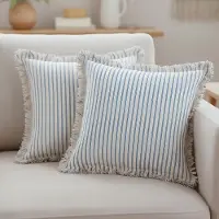 Unyqoos Set van twee decoratieve kussenhoezen met boho strepen voor huisdecoratie