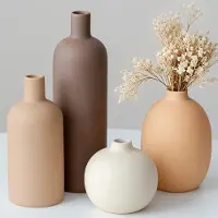 Unyqoos Stijlvolle set van vier keramische vazen in Scandinavische Morandi-tinten