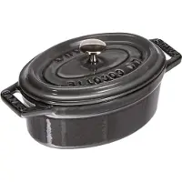 Unyqoos Mini-ovale Cocotte – ovale braadpan, 11 cm, grafietgrijs, 0,25 liter