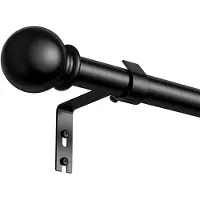 Unyqoos Verstelbare gordijnstang, 76–228 cm, Ø 16 mm, metaal, mat zwart, met ronde eindkappen, roest- en waterbestendig – geschikt voor lichte en zware gordijnen, inclusief wandbevestiging