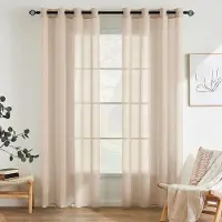 Unyqoos Transparante Luchtige Polyester Vitrage Set voor Slaap- en Woonkamer, 2 Stuks, Beige, 140x245 cm