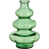 Mica Decorations Bloemenvaas Sira - transparant glas - groen - D14,5 x H22 cm - vaas - sierlijk model
