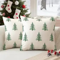 Unyqoos Set van 2 decoratieve kerstkussenhoezen voor bank of slaapkamer in beige