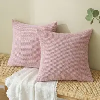 Unyqoos Roze sierkussenhoezen van corduroy voor woonkamer en bank, set van twee