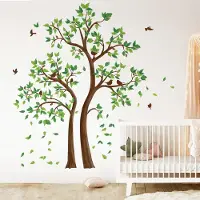 Unyqoos Grote Muursticker Set met Boom en Vogels voor Sfeervolle Wanddecoratie
