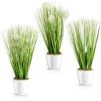 Unyqoos Set van drie decoratieve kunstplanten in keramische pot voor binnengebruik