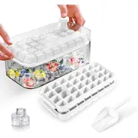 Unyqoos Ijsblokjesvorm Set met Drukknop Mechanisme, Inclusief Deksel, Houder, IJsemmer en Schep voor Drankjes