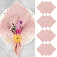 Unyqoos Set van 12 stijlvolle roze katoenen servetten met franjes voor tafeldecoratie