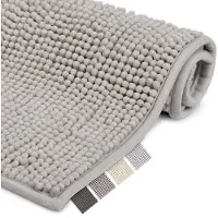 Unyqoos Grijze antislip badmat van chenille 50x50 cm voor veilige badkamer