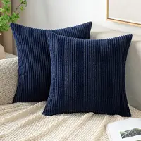 Unyqoos Kussenslopen van corduroy stof in marineblauw, set van 2 voor bank en slaapkamer, 50 x 50 cm