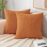 Unyqoos Stijlvolle Ribfluwelen Sierkussenslopen voor Herfstige Elegantie in Huis en Tuin, 40 x 40 cm, Warm Oranje