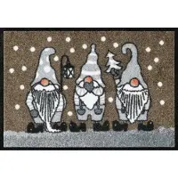 Unyqoos Wasbare deurmat met winterkabouters voor binnen en buitengebruik 40x60 cm, bruin