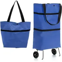 Unyqoos Boodschappentas met wielen, opvouwbaar, 2-in-1 trolleytas en boodschappentassen voor vrouwen, herbruikbare multifunctionele boodschappenmand tas voor thuis en supermarkt