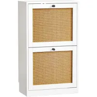 Unyqoos Ruimtebesparende schoenenkast met rotan-look en verstelbare laden