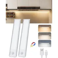 Unyqoos Inbouw-LED-lamp met bewegingssensor, oplaadbaar, 20,4 cm, set van 2 – dimbaar (10-100%), 2700-6500K, USB-C, magnetische bevestiging