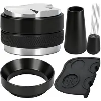 Unyqoos Complete Set voor Espresso Enthousiastelingen met Distributeur en Tamper, 51 mm, Roestvrij staal, Zwart