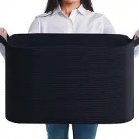 Unyqoos Ruime Gevlochten Wasmand van 63 Liter voor Kleding en Speelgoed