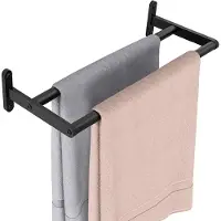 Unyqoos Dubbele Handdoekhouder voor Badkamer en Keuken met Wandmontage in Mat Zwart, 40 cm