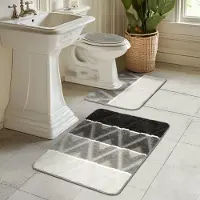 Unyqoos Driedelige badmat set met antislip en wasbare zachte structuur voor badkamer