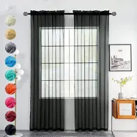 Unyqoos Elegante Set van 2 Semi-Transparante Polyester Gordijnen voor Diverse Kamers, Zwart, 140 x 175 cm