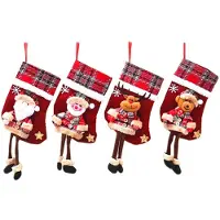 Unyqoos Set van 4 Kerstsokken met Decoratieve Motieven voor Feestelijke Versiering