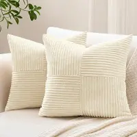 Unyqoos Set van 2 decoratieve kussenslopen met gestreept corduroy patroon voor diverse woonstijlen