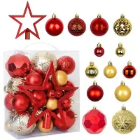 Unyqoos Complete set van 50 onbreekbare kerstballen met sterpiek voor feestelijke decoratie